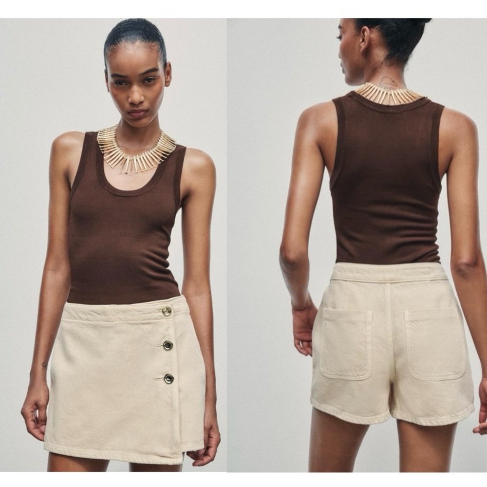 New - Zara wrap skort with pearly embellished buttons or shorts